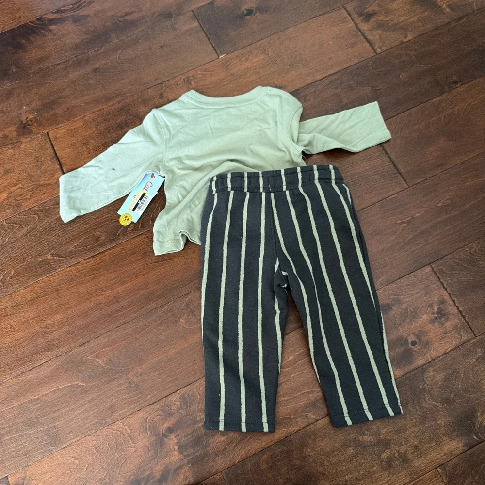 Cat & Jack Boys 4T Frankenstein Halloween Shirt Striped Joggers Set Halloween